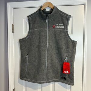The North Face Grey Full Zip Embroidered Fleece Vest Jacket XL